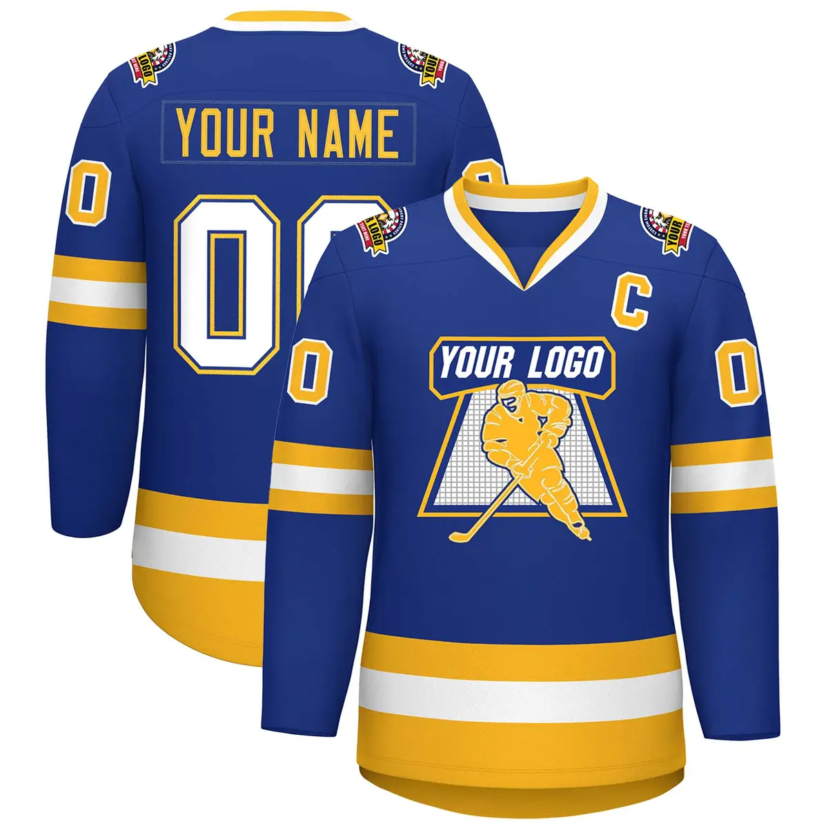 Royal White Royal-Gold Classic Hockey Jersey