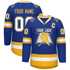 Royal White Royal-Gold Classic Hockey Jersey 1