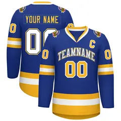 Royal White Royal-Gold Classic Hockey Jersey 1