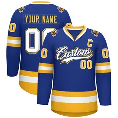 Royal White Royal-Gold Classic Hockey Jersey 1