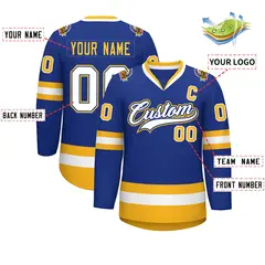 Royal White Royal-Gold Classic Hockey Jersey 2