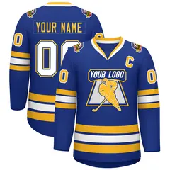 Royal White Royal-Gold Classic Hockey Jersey 1