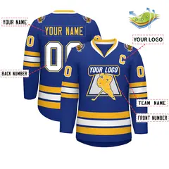 Royal White Royal-Gold Classic Hockey Jersey 2