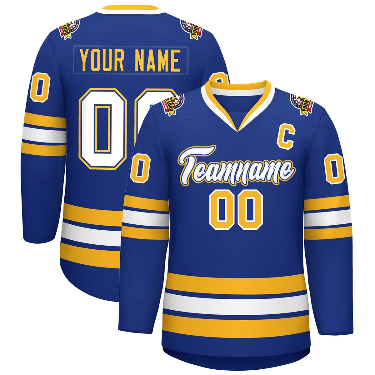 Royal White Royal-Gold Classic Hockey Jersey