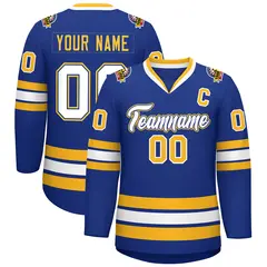 Royal White Royal-Gold Classic Hockey Jersey 1