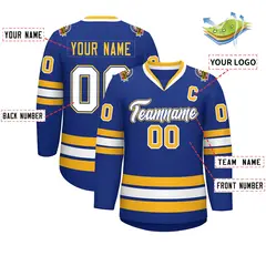 Royal White Royal-Gold Classic Hockey Jersey 2