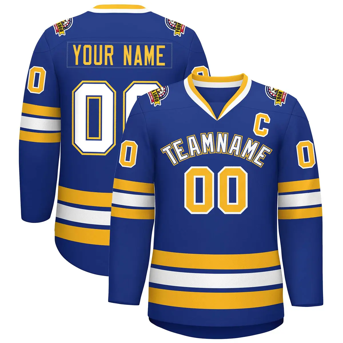 Royal White Royal-Gold Classic Hockey Jersey