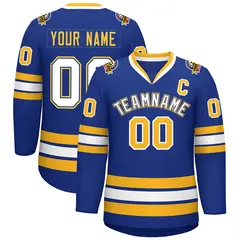 Royal White Royal-Gold Classic Hockey Jersey 1