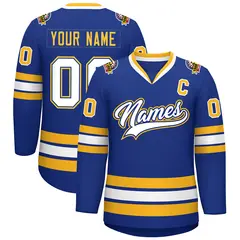 Royal White Royal-Gold Classic Hockey Jersey 1