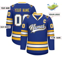 Royal White Royal-Gold Classic Hockey Jersey 2