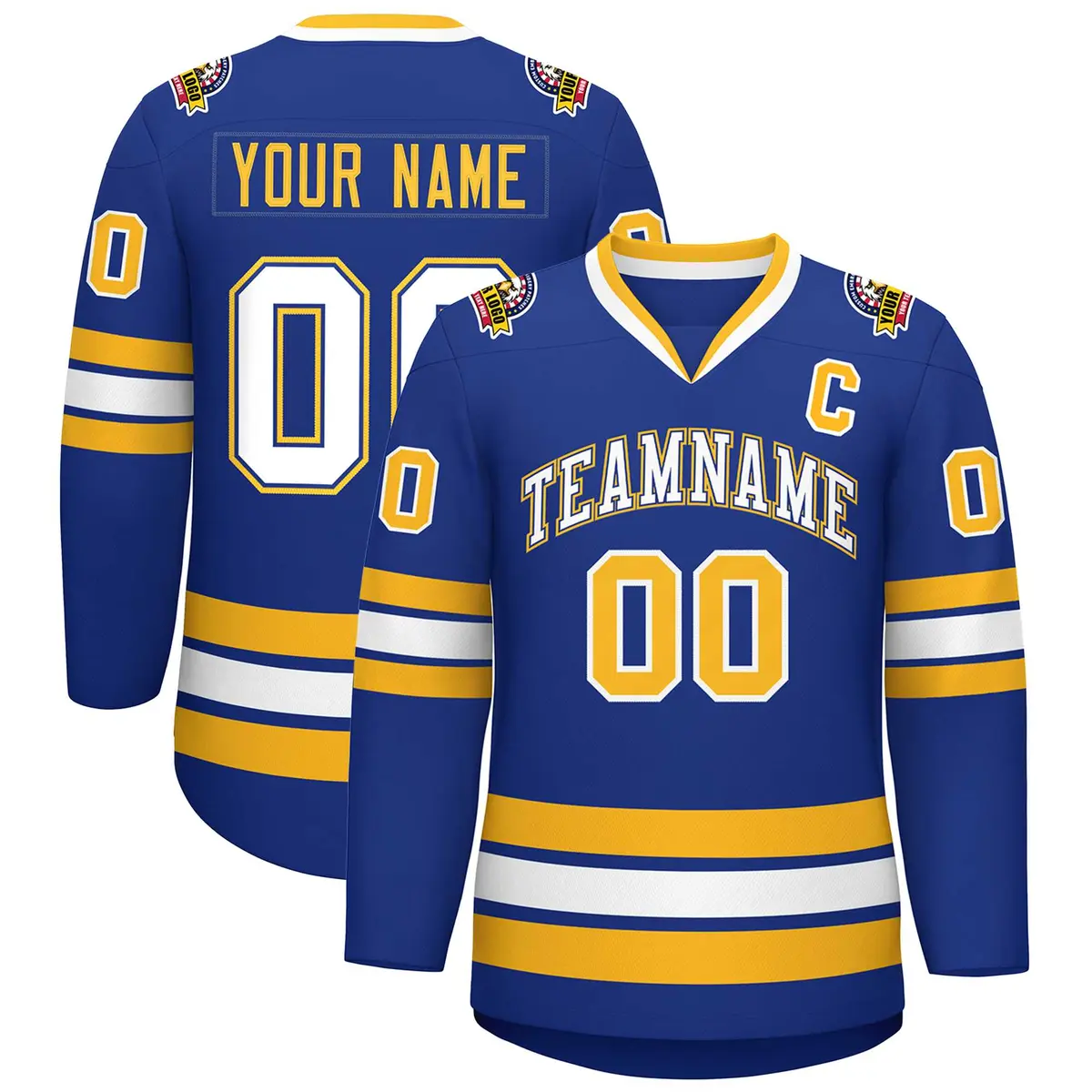 Royal White Royal-Gold Classic Hockey Jersey