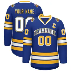 Royal White Royal-Gold Classic Hockey Jersey 1