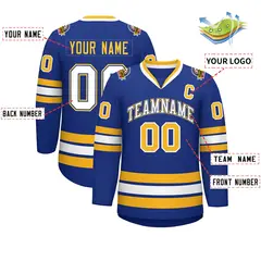 Royal White Royal-Gold Classic Hockey Jersey 2