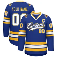 Royal White Royal-Gold Classic Hockey Jersey 1