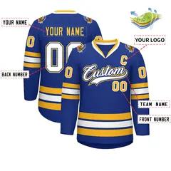 Royal White Royal-Gold Classic Hockey Jersey 2
