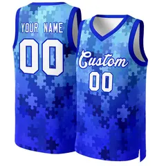Royal White-Royal Graffiti Pattern Mesh Basketball Jersey