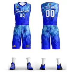 Royal White-Royal Graffiti Pattern Mesh Basketball Jersey 1