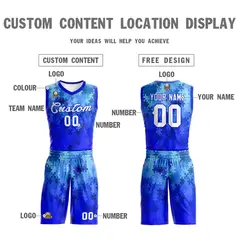 Royal White-Royal Graffiti Pattern Mesh Basketball Jersey 3
