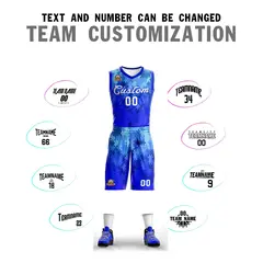 Royal White-Royal Graffiti Pattern Mesh Basketball Jersey 4