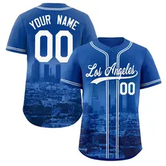 Royal White-Royal Los Angeles City Skyline Baseball Jersey