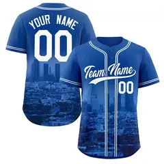 Royal White-Royal Los Angeles City Skyline Baseball Jersey 1