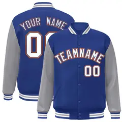 Royal White-Royal Raglan Varsity Full-Snap Letterman Jacket 1