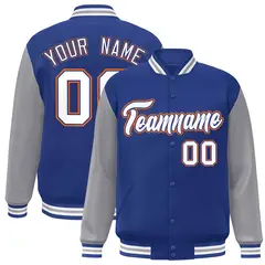 Royal White-Royal Raglan Varsity Full-Snap Letterman Jacket 1