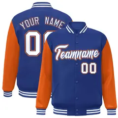 Royal White-Royal Raglan Varsity Full-Snap Letterman Jacket 1