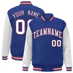 Royal White-Royal Raglan Varsity Full-Snap Letterman Jacket 1