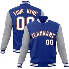 Royal White-Royal Raglan Varsity Full-Snap Letterman Jacket 1