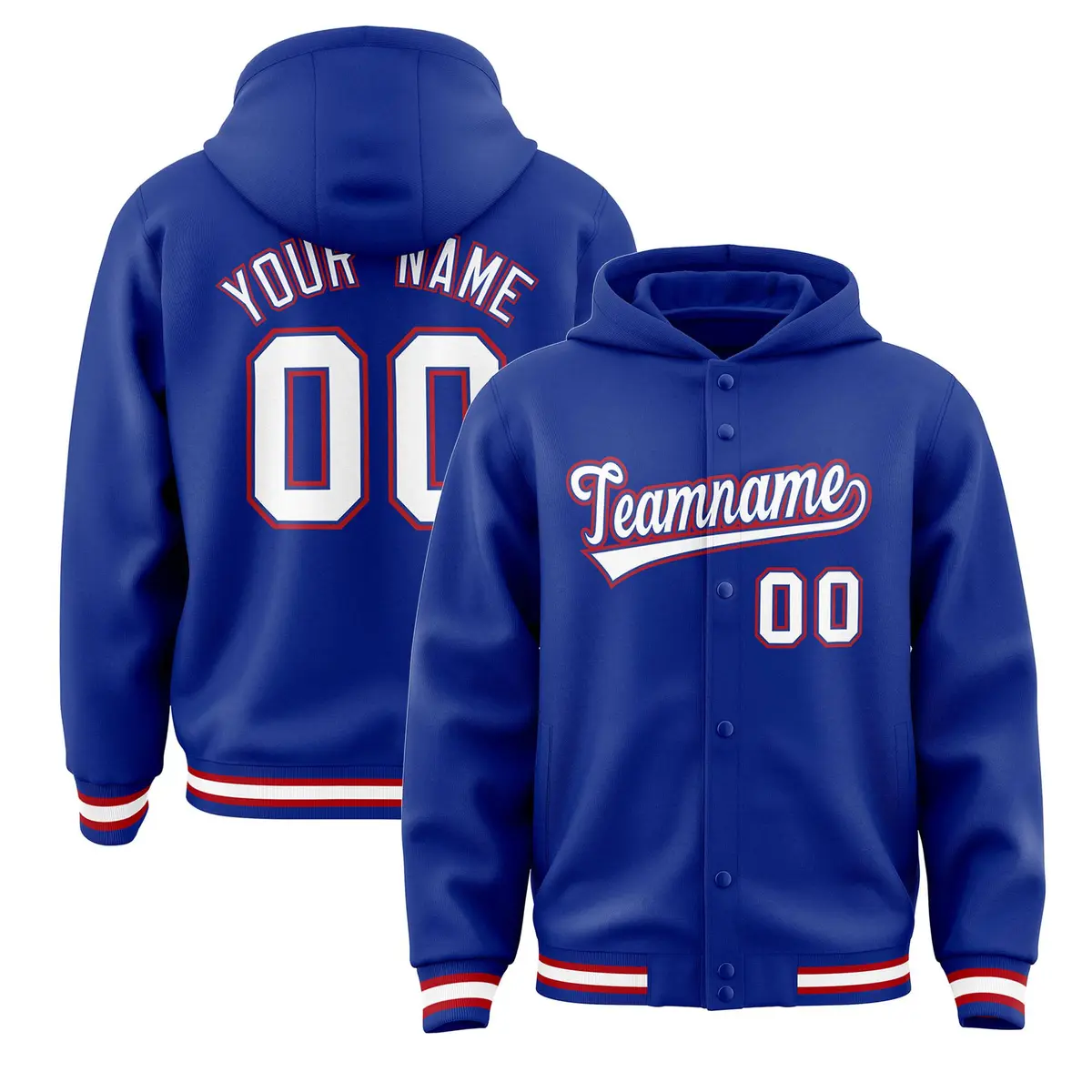 Royal White-Royal Varsity Letterman Classic Hoodie Jacket