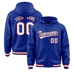 Royal White-Royal Varsity Letterman Classic Hoodie Jacket 1