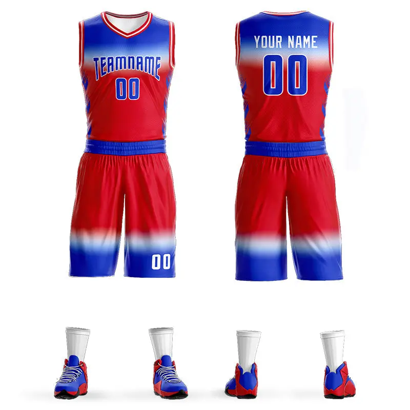 Royal White Royal-White Gradient Basketball Jersey Sets