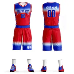 Royal White Royal-White Gradient Basketball Jersey Sets