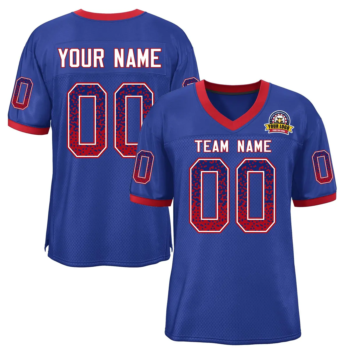 Royal White-Scarlet Drift Mesh Football Jersey