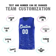Royal White Scratches Pattern Basketball Jersey 3