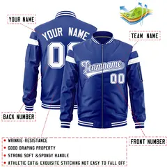 Royal White Shoulder Block Varsity Letterman Bomber Jacket 2