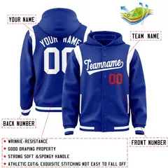 Royal White Shoulder Color Block Varsity Letterman Jacket Hoodie 4