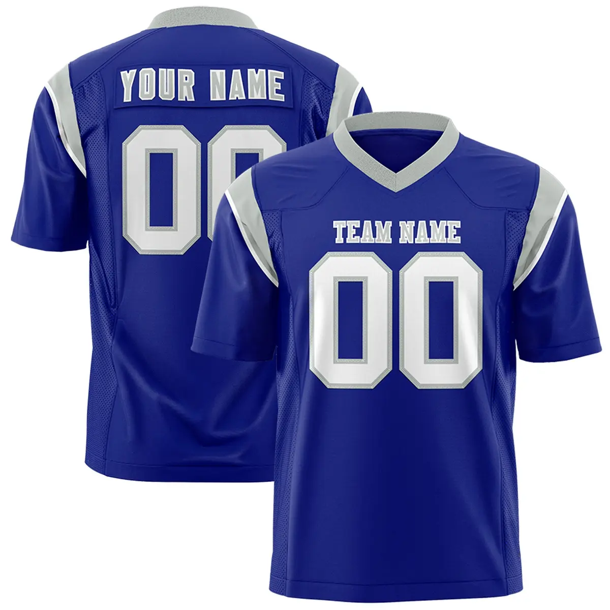 Royal White Shoulder Cut Two-Tone Flag Football Jersey