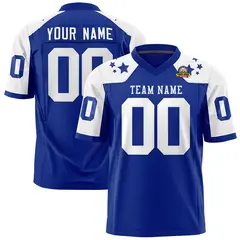 Royal White Shoulder Star Pattern Flag Football Jersey