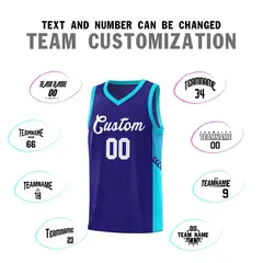 Royal White Side Stripe Sports Basketball Jersey 4