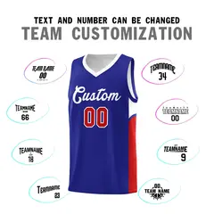 Royal White Side U-shaped Pattern Double Side Basketball Jersey 4