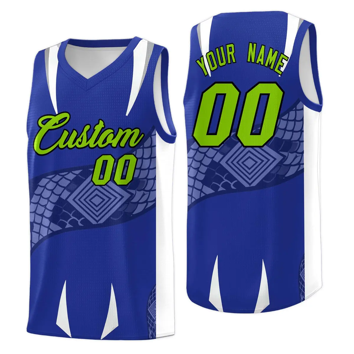 Royal White Snake Scale Graffiti Basketball Jersey