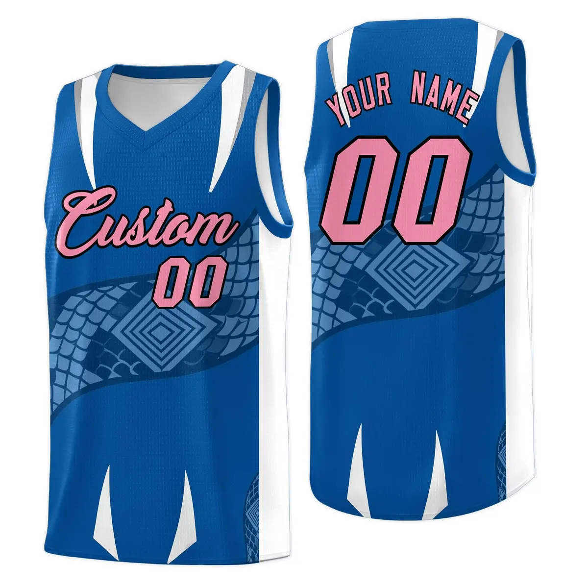 Royal White Snake Scale Graffiti Basketball Jersey