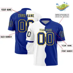 Royal White Split Fashion Mesh Football Jersey 2