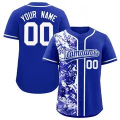 Royal White Split Graffiti Raglan Sleeve Baseball Jersey