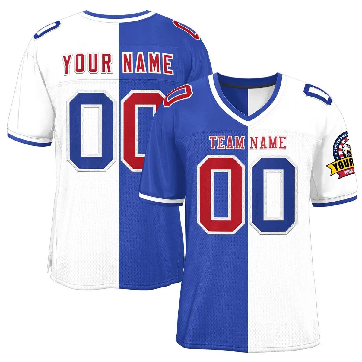 Royal White Split Two Tone Authentic Football Jersey