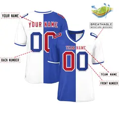 Royal White Split Two Tone Authentic Football Jersey 2
