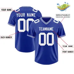 Royal White Square Neckline Football Jersey 2