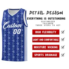 Royal White Star Graffiti Sports Uniform Basketball Jersey 2